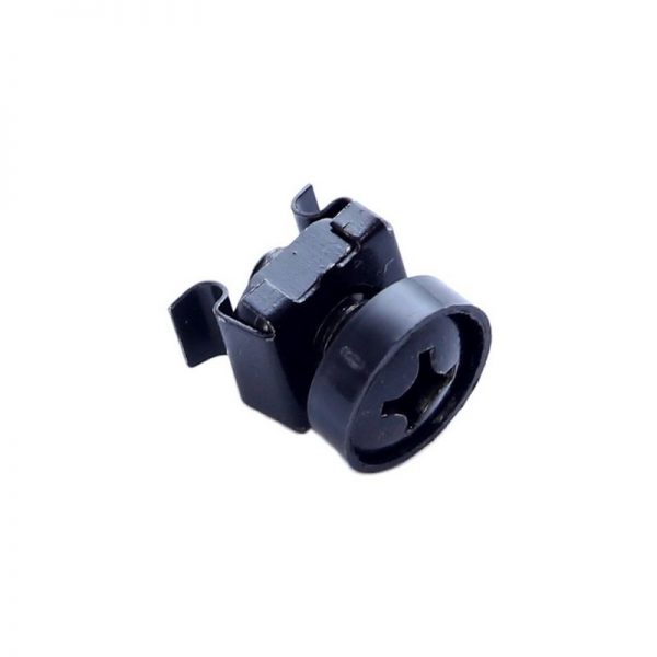 Black screw cross-head with plastic washer and caged nut. Includes 100 pieces.